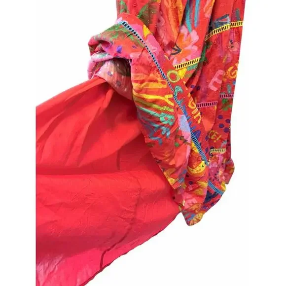 Farm Rio V-neck sleeveless Floral Print Long Dress 100% cotton colorful - Picture 5 of 7